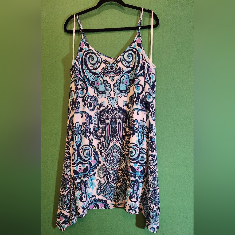 Charming Charlie Women's Blue Paisley Spaghetti Strap Dress Size XL NWT